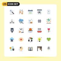 Group of 25 Flat Colors Signs and Symbols for development coding appointment browser schedule Editable Vector Design Elements