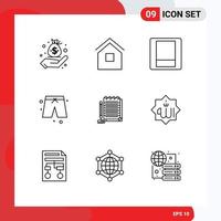 9 Outline concept for Websites Mobile and Apps pad notepad shack cloths beach Editable Vector Design Elements