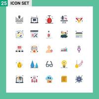 25 User Interface Flat Color Pack of modern Signs and Symbols of christmas data bag screen sport Editable Vector Design Elements