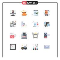 Group of 16 Flat Colors Signs and Symbols for satellite moon list orbit shopping cart Editable Pack of Creative Vector Design Elements