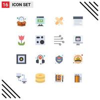 16 Universal Flat Color Signs Symbols of cooking macro medical flower website Editable Pack of Creative Vector Design Elements