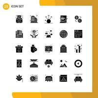 25 Universal Solid Glyph Signs Symbols of dollar coins export exchange programming Editable Vector Design Elements