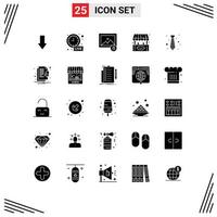 Group of 25 Modern Solid Glyphs Set for wear dress image play fun Editable Vector Design Elements