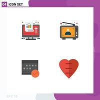 Group of 4 Modern Flat Icons Set for chart marketing performance advertisement approved Editable Vector Design Elements