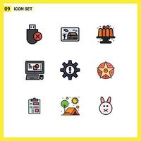 9 Creative Icons Modern Signs and Symbols of process key board real computer cake Editable Vector Design Elements