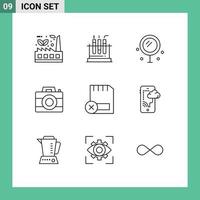 conjunto de 9 iconos de interfaz de usuario modernos signos de símbolos para elementos de diseño de vector editables de boda de computadora médica digital de tarjeta
