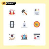 9 Universal Flat Color Signs Symbols of connect signal watch kit phone paper Editable Vector Design Elements