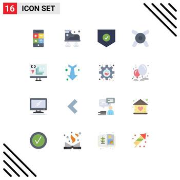 Conjunto de 16 colores planos universales para el desarrollo de aplicaciones web y móviles, verificación de codificación, enfriador de aplicaciones, paquete editable de elementos de diseño de vectores creativos