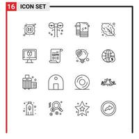 16 Thematic Vector Outlines and Editable Symbols of lock computer bath food leaves Editable Vector Design Elements