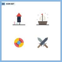 Group of 4 Flat Icons Signs and Symbols for christmas define holiday sail location Editable Vector Design Elements