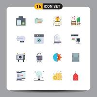 16 Creative Icons Modern Signs and Symbols of tree bench rar date present Editable Pack of Creative Vector Design Elements