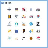 Universal Icon Symbols Group of 25 Modern Flat Colors of radio message market mail email Editable Vector Design Elements