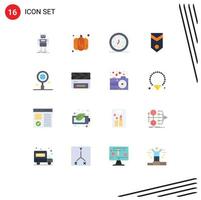 16 Universal Flat Color Signs Symbols of stripes one alarm military timer Editable Pack of Creative Vector Design Elements