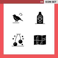 4 Creative Icons Modern Signs and Symbols of bird cherry sparrow canada fruit Editable Vector Design Elements