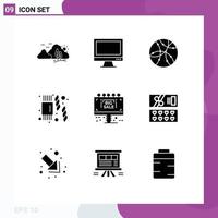 Group of 9 Solid Glyphs Signs and Symbols for info sweet imac supermarket network Editable Vector Design Elements