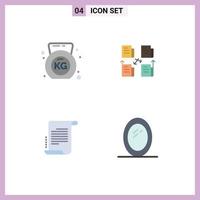 4 Thematic Vector Flat Icons and Editable Symbols of dumbbell novel exchange data screenplay Editable Vector Design Elements