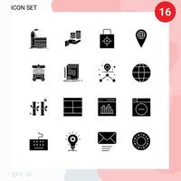 Editable Vector Line Pack of 16 Simple Solid Glyphs of target protect economy lock pad save Editable Vector Design Elements