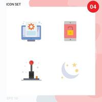 4 Universal Flat Icon Signs Symbols of document fun screen mobile application play Editable Vector Design Elements