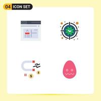 Set of 4 Modern UI Icons Symbols Signs for application attracting web target investment Editable Vector Design Elements