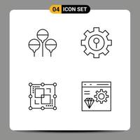 conjunto de pictogramas de 4 colores planos de línea de relleno simple de bloon intersect keyhole setting app elementos de diseño vectorial editables vector