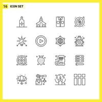 Universal Icon Symbols Group of 16 Modern Outlines of question year clothes sticker label Editable Vector Design Elements