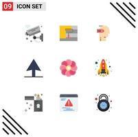 9 Universal Flat Color Signs Symbols of plent flower tool cursor mental Editable Vector Design Elements