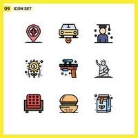 Modern Set of 9 Filledline Flat Colors and symbols such as tasks management vehicles money scholar Editable Vector Design Elements