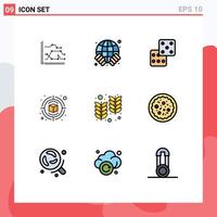 Universal Icon Symbols Group of 9 Modern Filledline Flat Colors of farm design world creative gambling Editable Vector Design Elements