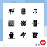 9 Thematic Vector Solid Glyphs and Editable Symbols of star server drum http error error Editable Vector Design Elements