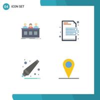 4 User Interface Flat Icon Pack of modern Signs and Symbols of competition erasure judge data education Editable Vector Design Elements