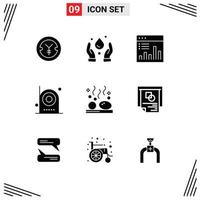 Modern Set of 9 Solid Glyphs Pictograph of beauty electronic analytics electric camera Editable Vector Design Elements