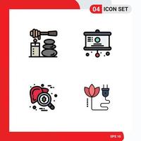 Filledline Flat Color Pack of 4 Universal Symbols of massages hepatitis stones school testing Editable Vector Design Elements