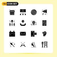 Universal Icon Symbols Group of 16 Modern Solid Glyphs of team message organization email pie Editable Vector Design Elements