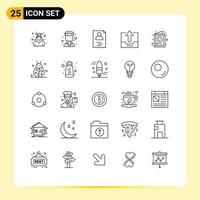 conjunto de 25 iconos modernos de la interfaz de usuario signos de símbolos para elementos de diseño vectorial editables del gabinete del cajón del soldador de la oficina de tarjetas vector