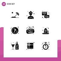 9 iconos creativos signos y símbolos modernos de información de la tienda información de chat marcar elementos de diseño vectorial editables vector