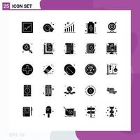 Stock Vector Icon Pack of 25 Line Signs and Symbols for goal achievement statistic dart level Editable Vector Design Elements