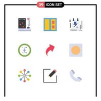 Pack of 9 Modern Flat Colors Signs and Symbols for Web Print Media such as round interface document circle clipboard Editable Vector Design Elements