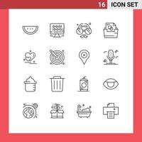 16 Creative Icons Modern Signs and Symbols of love folder dad file folder document Editable Vector Design Elements