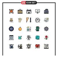 25 Universal Filled line Flat Color Signs Symbols of imac monitor entertainment computer internet Editable Vector Design Elements
