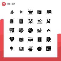 25 Thematic Vector Solid Glyphs and Editable Symbols of payment dollar drum money sound Editable Vector Design Elements