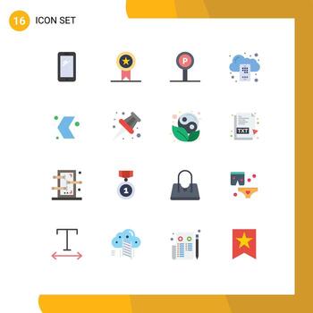 16 User Interface Flat Color Pack of modern Signs and Symbols of server cloud stamp backup sign Editable Pack of Creative Vector Design Elements