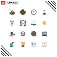 Group of 16 Flat Colors Signs and Symbols for sort filter power labor constructor Editable Pack of Creative Vector Design Elements