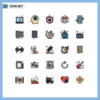 25 Filled line Flat Color concept for Websites Mobile and Apps coding mobile shield div app development Editable Vector Design Elements