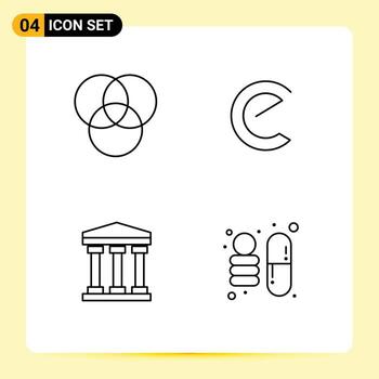 conjunto de línea de interfaz móvil de 4 pictogramas de rgb ciencia crypto bank capa 1 elementos de diseño vectorial editables vector