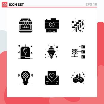 9 Universal Solid Glyphs Set for Web and Mobile Applications ice craving fire party celebration Editable Vector Design Elements