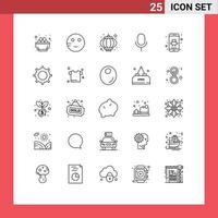 Stock Vector Icon Pack of 25 Line Signs and Symbols for android basic study microphone travel Editable Vector Design Elements