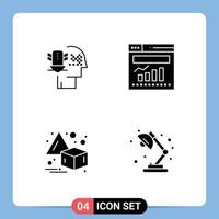 Universal Icon Symbols Group of 4 Modern Solid Glyphs of personal data protection horizontal security internet lamp Editable Vector Design Elements