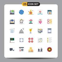 25 User Interface Flat Color Pack of modern Signs and Symbols of browser team award group connect Editable Vector Design Elements