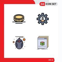 Pictogram Set of 4 Simple Filledline Flat Colors of cash mouse gear use software Editable Vector Design Elements