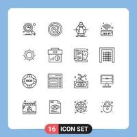 Group of 16 Outlines Signs and Symbols for signal public sign off reduce expense Editable Vector Design Elements